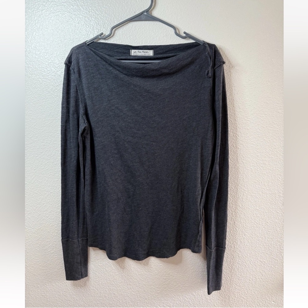 We The Free People Women’s Grey Extra Small Oversized Long Sleeve Shirt